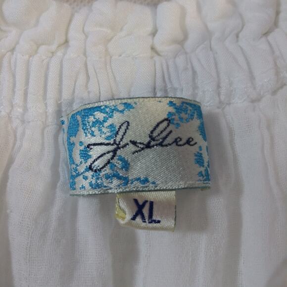 J Gee White Off Shoulder Bell Sleeve Dress Cottage Core Boho  Size XL - Picture 9 of 9